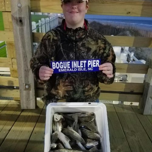 HANNAH LOWMAN (Stella, NC)-- a nice cooler of SEA MULLET! ............ 4-1-17