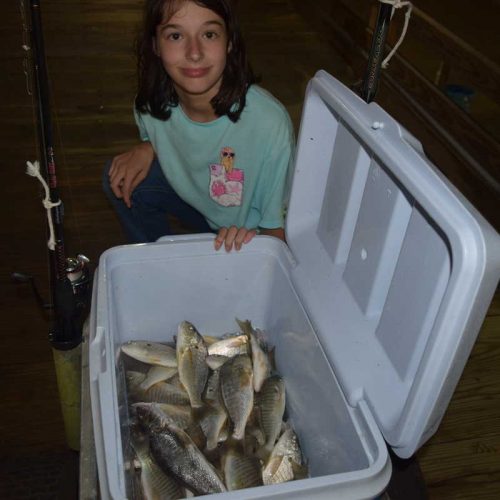 STEVE, JOY, KAYDEN, & LILY VAUGHN (Selma, NC)-- COOLER of SPOTS & SEA MULLET ....6-14-18